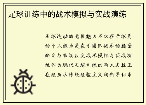 足球训练中的战术模拟与实战演练